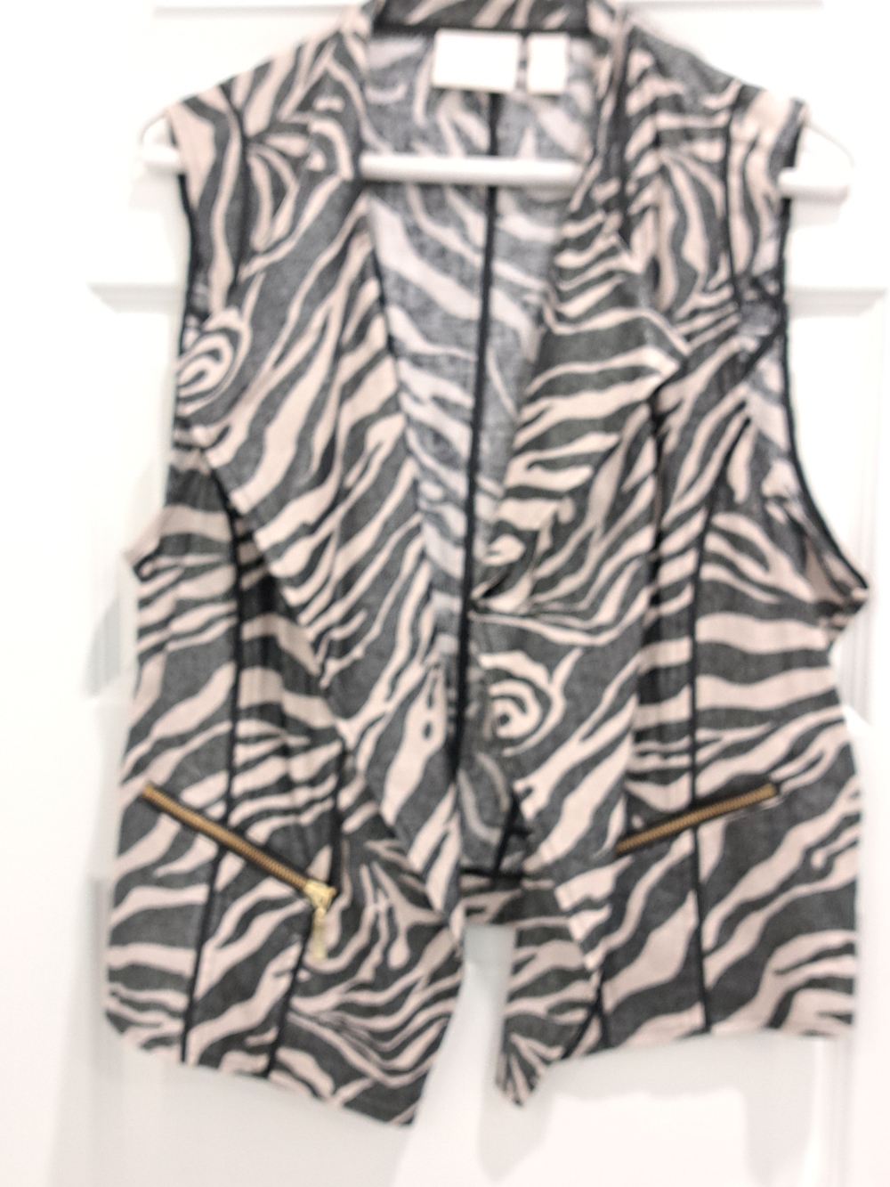 Chico's Zebra-Print Sleeveless Vest in Tan and Black